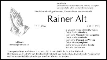Anzeige von Rainer Alt von MGO