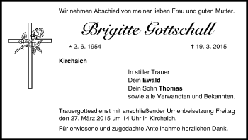 Anzeige von Brigitte Gottschall von MGO