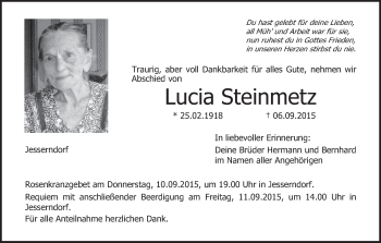 Anzeige von Lucia Steinmetz von MGO