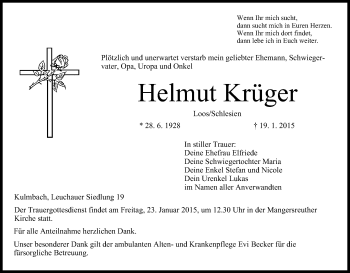 Anzeige von Helmut Krüger von MGO