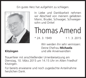 Anzeige von Thomas Amend von MGO