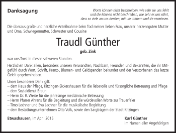 Anzeige von Traudl Günther von MGO