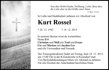 Anzeige von Kurt Rossel von MGO