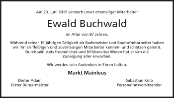 Anzeige von Ewald Buchwald von MGO