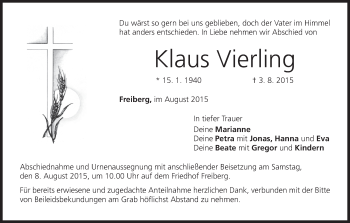 Anzeige von Klaus Vierling von MGO