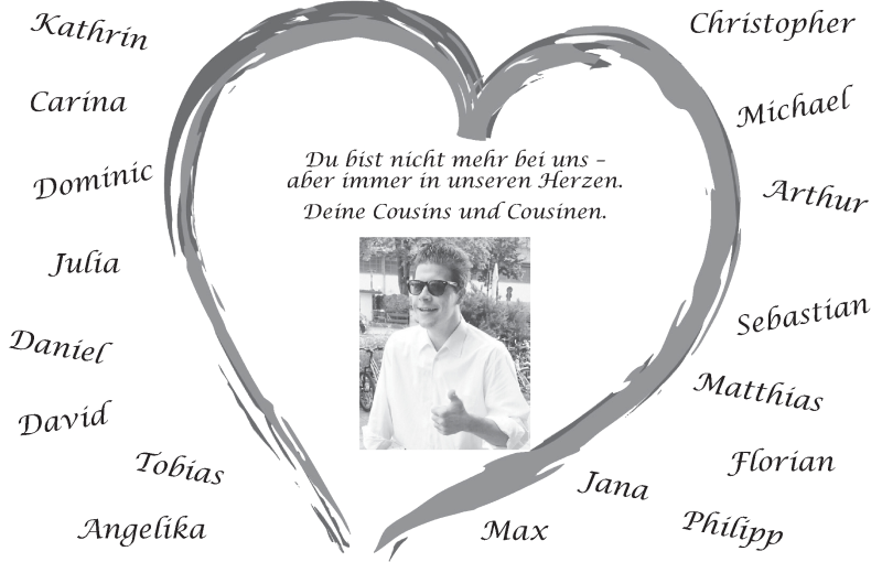  Traueranzeige für Du bist nicht mehr bei uns   vom 13.08.2015 aus MGO