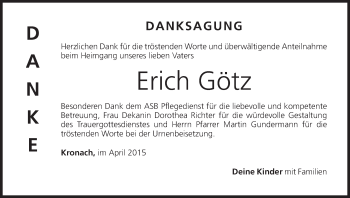 Anzeige von Erich Götz von MGO