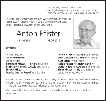 Anzeige von Anton Pfister von MGO