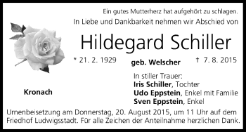 Anzeige von Hildegard Schiller von MGO