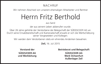 Anzeige von Fritz Berthold von MGO