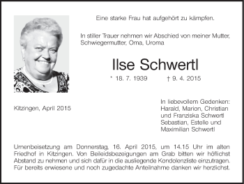 Anzeige von Ilse Schwertl von MGO