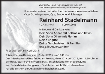 Anzeige von Reinhard Stadelmann von MGO