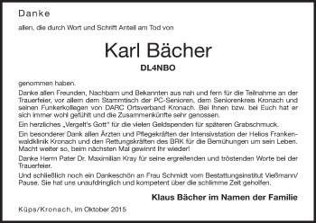 Anzeige von Karl Bächer von MGO