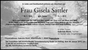 Anzeige von Gisela Sattler von MGO