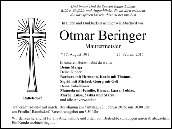Anzeige von Otmar Beringer von MGO