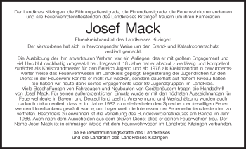 Anzeige von Josef Mack von MGO