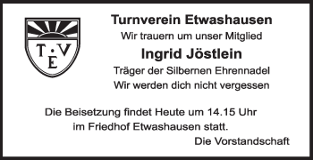Anzeige von Ingrid Jöstlein von MGO