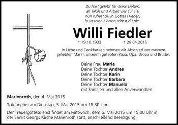 Anzeige von Willi Fiedler von MGO