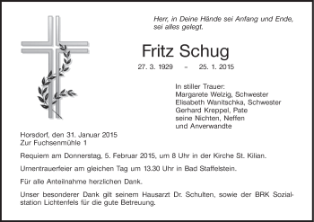 Anzeige von Fritz Schug von MGO
