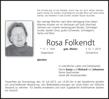 Anzeige von Rosa Folkendt von MGO