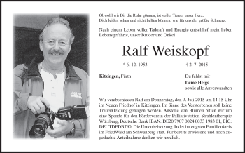 Anzeige von Ralf Weiskopf von MGO