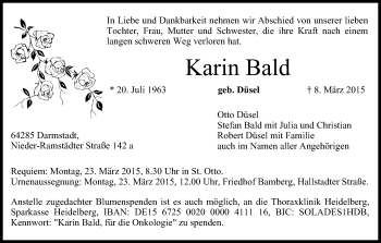 Anzeige von Karin Bald von MGO