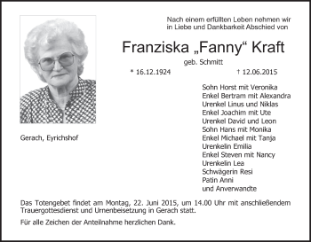 Anzeige von Franziska Kraft von MGO