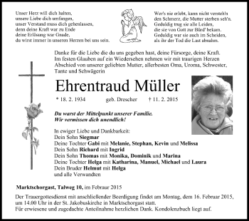 Anzeige von Ehrentraud Müller von MGO