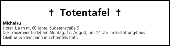 Anzeige von Totentafel vom 15.08.2015 von MGO