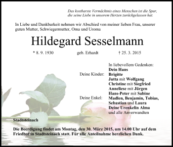 Anzeige von Hildegard Sesselmann von MGO