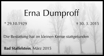 Anzeige von Erna Dumproff von MGO