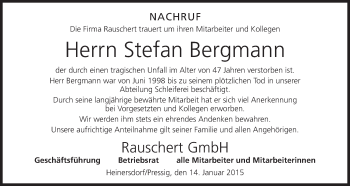 Anzeige von Stefan Bergmann von MGO