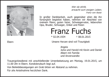 Anzeige von Franz Fuchs von MGO