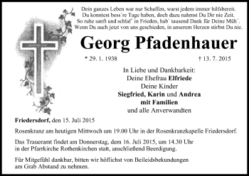 Anzeige von Georg Pfadenhauer von MGO