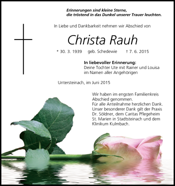 Anzeige von Christa Rauh von MGO