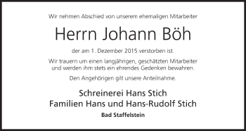Anzeige von Johann Böh von MGO