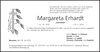 Anzeige von Margareta Erhardt von MGO