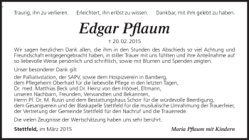 Anzeige von Edgar Pflaum von MGO