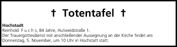 Anzeige von Totentafel vom 05.11.2015 von MGO