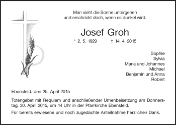 Anzeige von Josef Groh von MGO