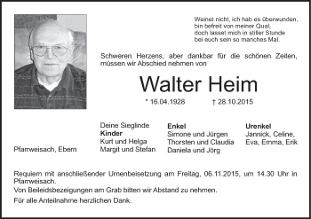 Anzeige von Walter Heim von MGO