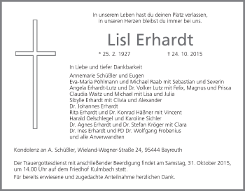 Anzeige von Lisl Erhardt von MGO