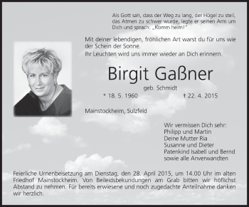 Anzeige von Birgit Gaßner von MGO