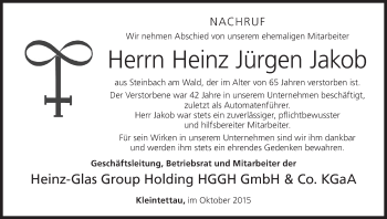 Anzeige von Heinz Jürgen Jakob von MGO