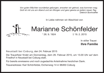 Anzeige von Marianne Schönfelder von MGO