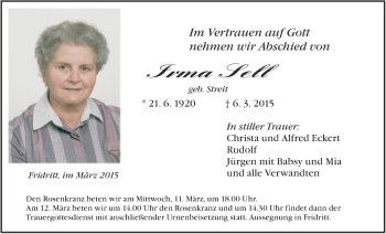 Anzeige von Irma Sell von MGO
