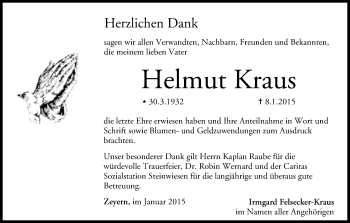 Anzeige von Helmut Kraus von MGO
