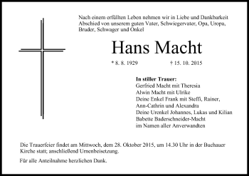 Anzeige von Hans Macht von MGO