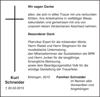 Anzeige von Kurt Schneider von MGO