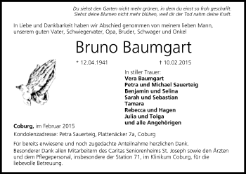 Anzeige von Bruno Baumgart von MGO